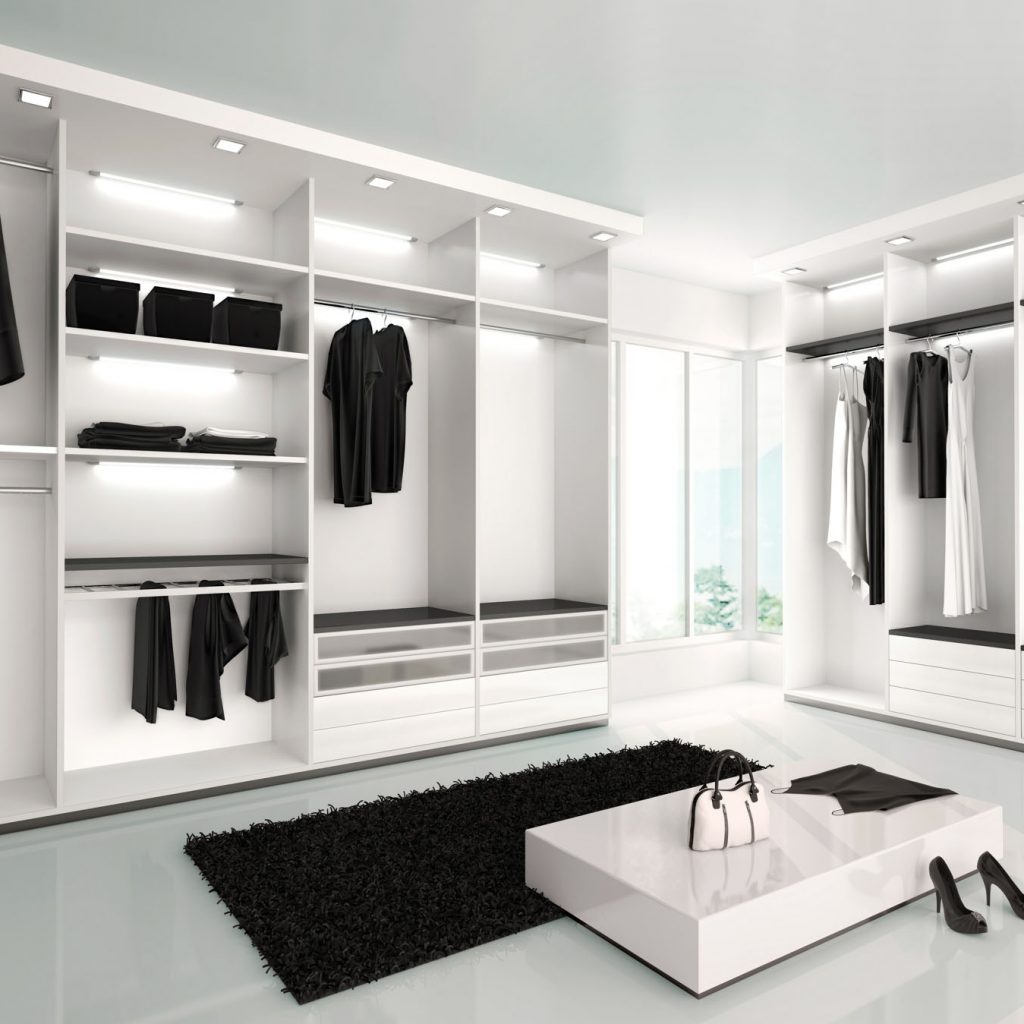 3d illustration of Luxurious white wardrobe in a modern style
