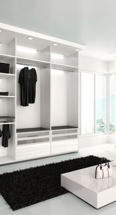 3d illustration of Luxurious white wardrobe in a modern style