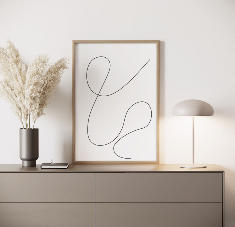 3d render of a modern mockup interior with wooden frame on a dar